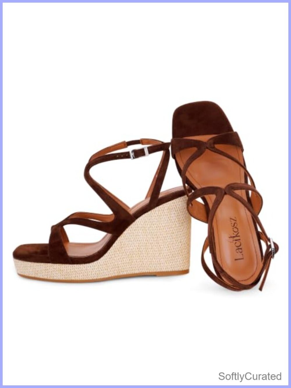 Raffia Platform Wedge Sandals Open Toe Ankle Strap Women